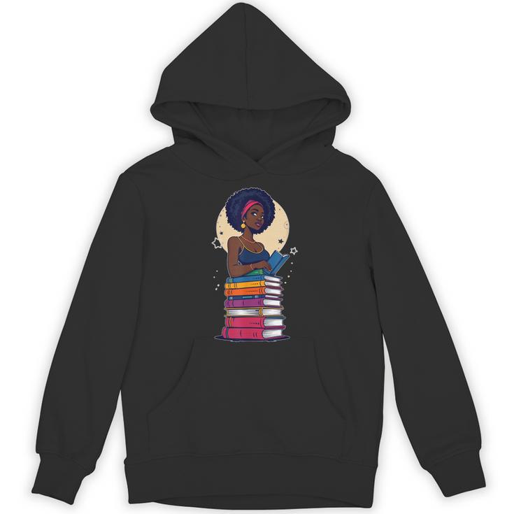 Woman And Books Stack Afro Girl Reading Lover Unisex Hoodie