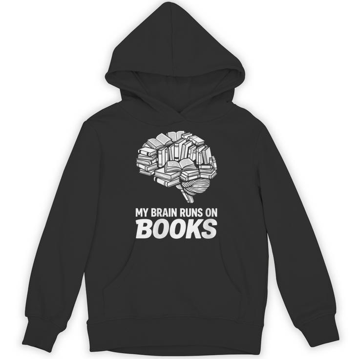 Women's My Brain Runs On Books Reading Bookworm Men Women Unisex Hoodie