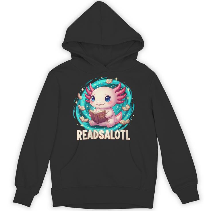Women's Readsolotl Kawaii Axolotl Reading Book Lover Unisex Hoodie