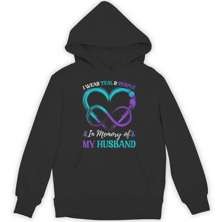 Women's I Wear Teal & Purple In Memory Of My Husband Unisex Hoodie