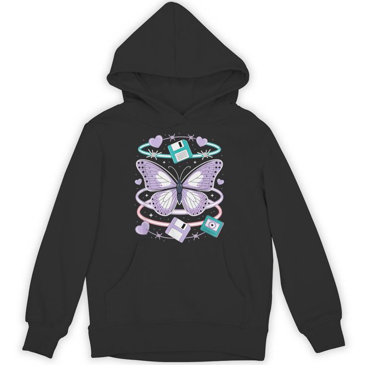 Y2K Butterfly Floppy Disk Art Digital Nostalgia Unisex Hoodie