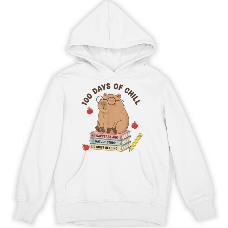 100 Days Of Chill Cute Capybara School Book Lover Unisex Hoodie