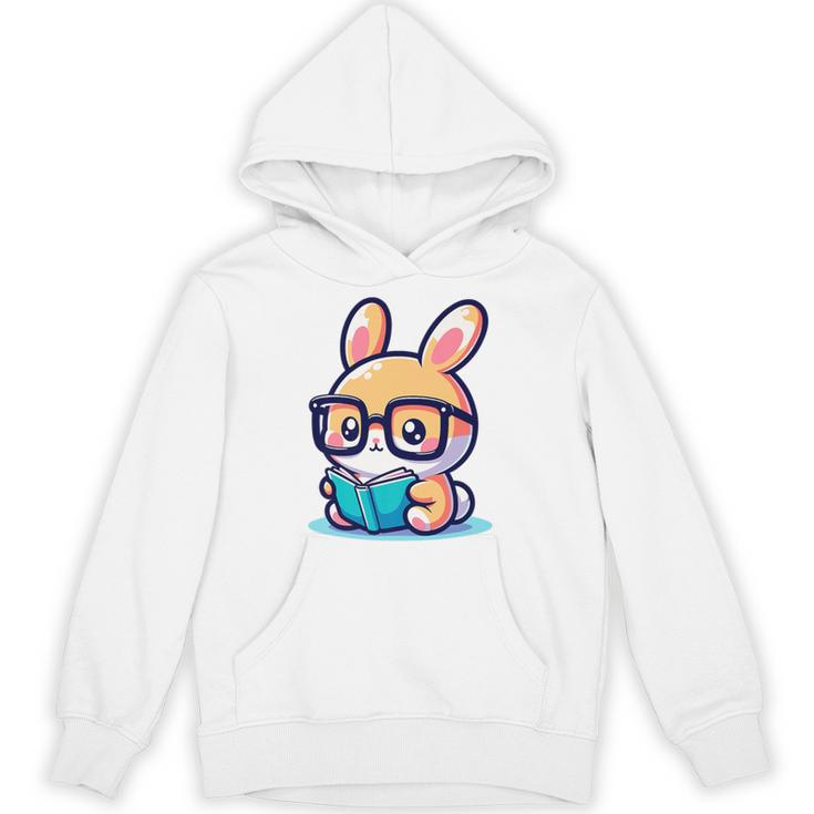 Adorable Book Lover Rabbit With Reading Glasses Cute Premium Unisex Hoodie