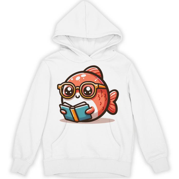 Adorable Book Lover Salmon With Reading Glasses Cute Unisex Hoodie