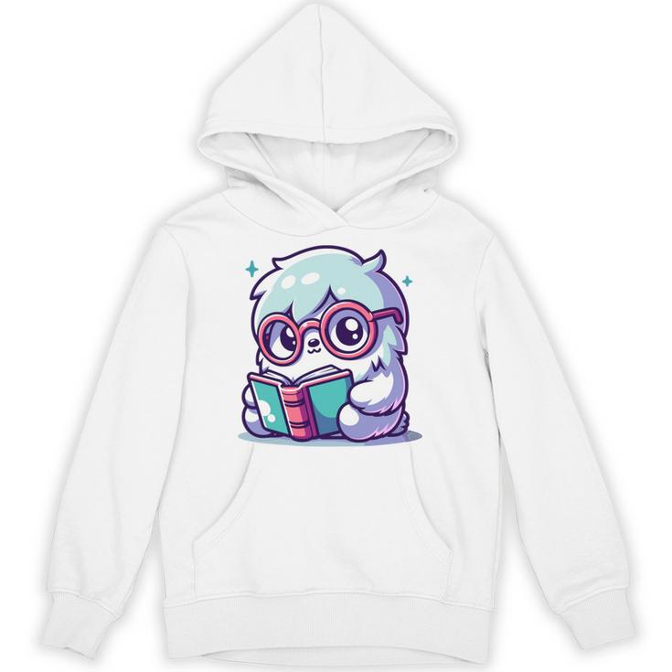 Adorable Book Lover Yeti With Reading Glasses Cute Unisex Hoodie