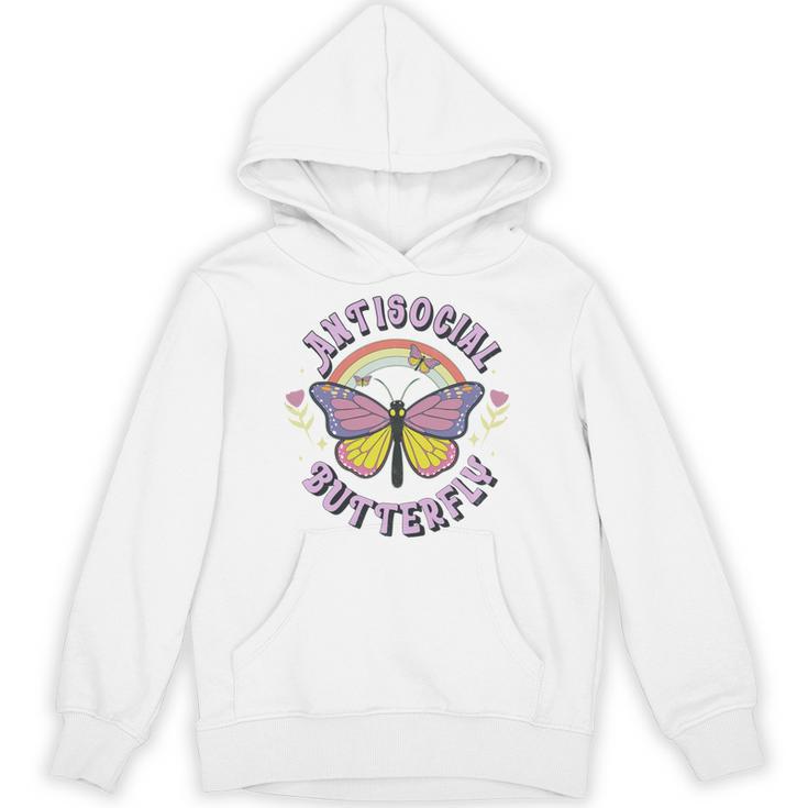Antisocial Butterfly Groovy t For Introvert Men Women Girls Unisex Hoodie