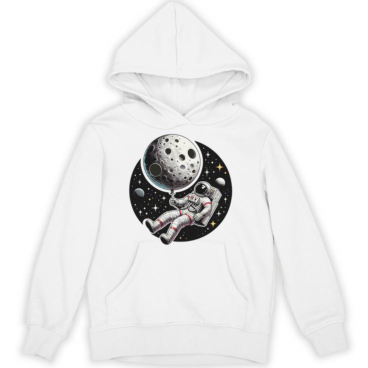 Astronaut Aesthetic Holding Moon Balloon Planets Introvert Unisex Hoodie