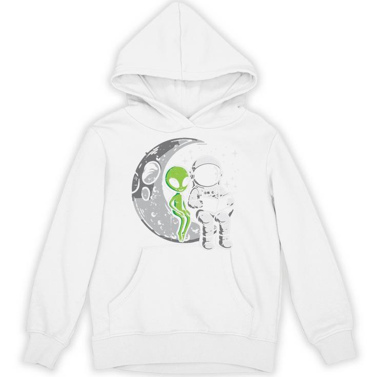 Astronaut Reading Book To Alien Moon Space Women Kids Men Premium Tri-Blend Unisex Hoodie
