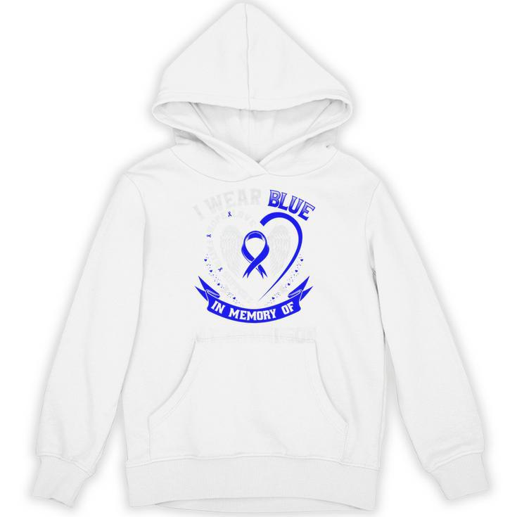 Blue In Memory Of Grandson Colon Cancer Awareness Shirts Premium Unisex Hoodie