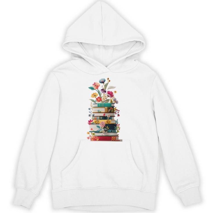 Book Stack With Flowers Reading Lover Bookish Unisex Hoodie