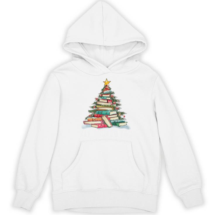 All Booked For Christmas Book Christmas Tree Lights Xmas Unisex Hoodie