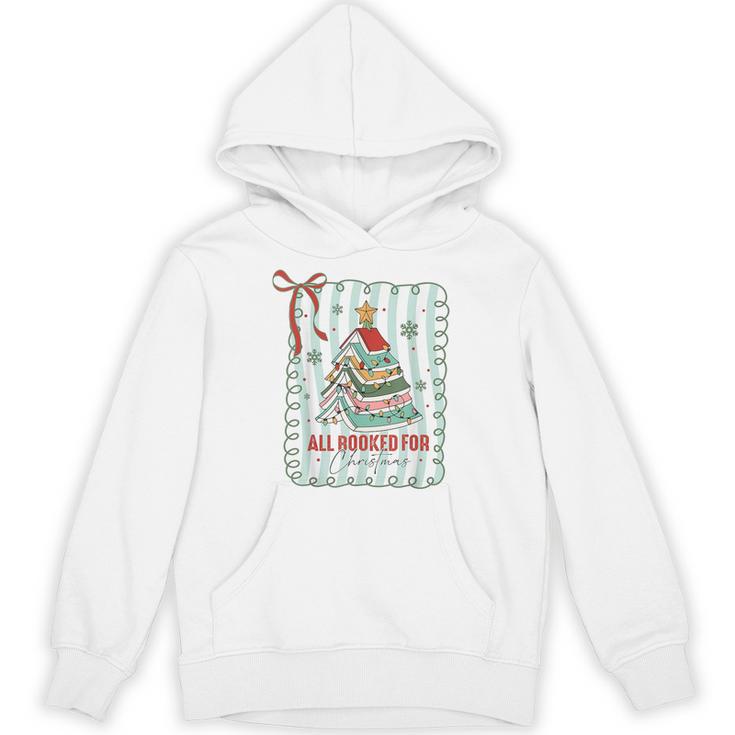 All Booked For Christmas Book Xmas Tree Coquette Bow Lights Unisex Hoodie