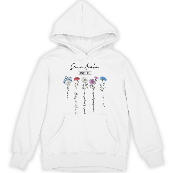 Bookish Feminist Jane Austen Fan Jane Austen Flower Books Unisex Hoodie