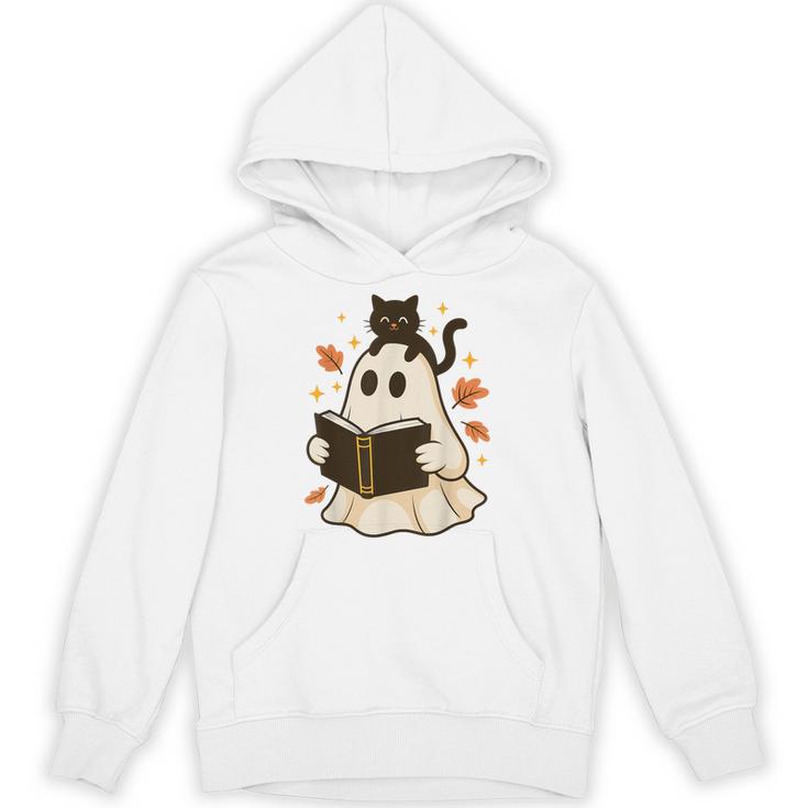 Books Ghost Reading Book Halloween Library Cat Fall Unisex Hoodie