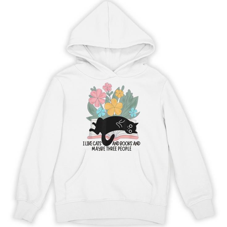 Cat Meme I Like Cats And Books And Maybe Three People Unisex Hoodie