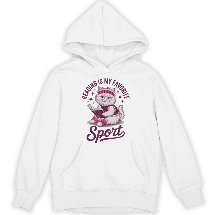 Cat Reading Is My Favorite Sport Retro Book Lover Unisex Hoodie
