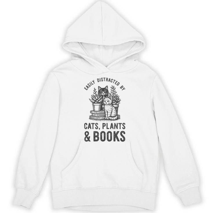 Cats Plants And Books Shirt Plant Lover Gardening Unisex Hoodie
