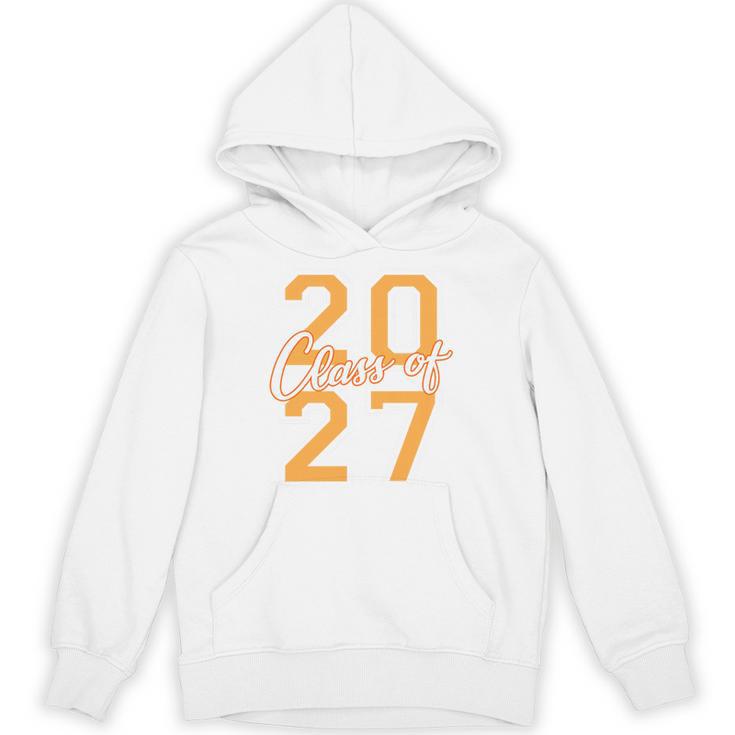 Class Of 2027 Graduation Varsity Orange On The Back Premium Tri-Blend Unisex Hoodie