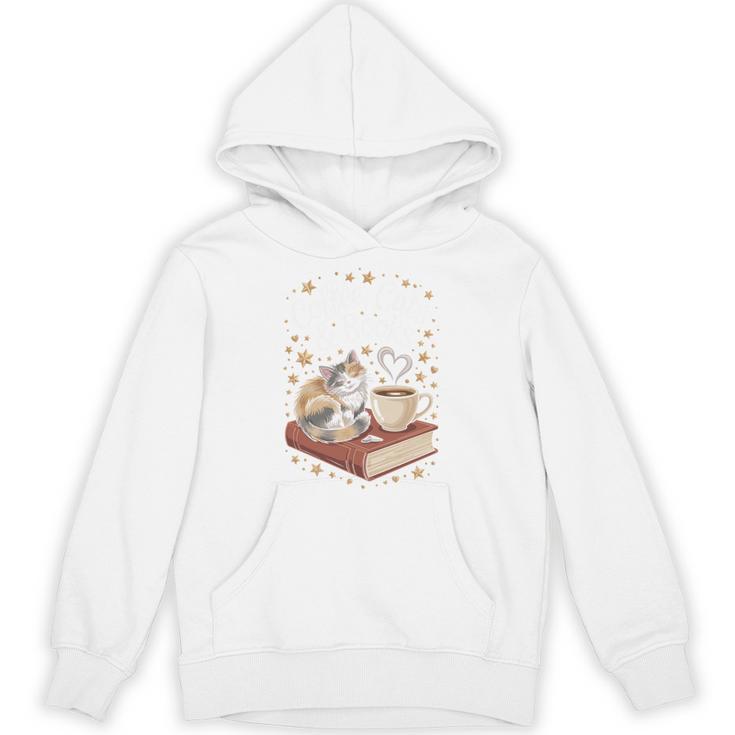 Coffee Cats & Books Cute Cat Book Lover Reading Unisex Hoodie