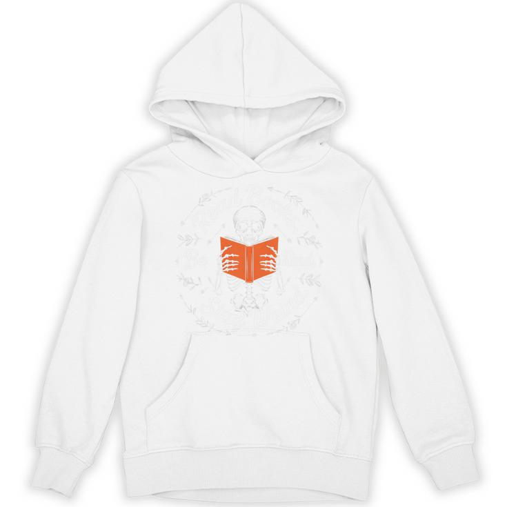 Cool Read Books Be Kind Stay Weird Skeleton Reading Unisex Hoodie