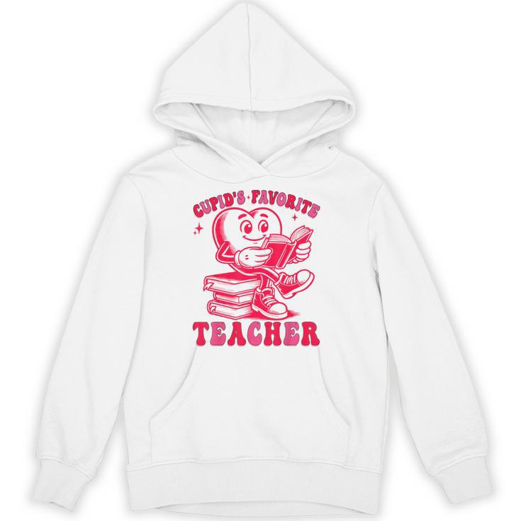 Cupid's Favorite Teacher Valentines Day Heart Book Lover Unisex Hoodie