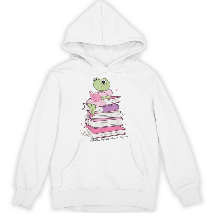 Cute Book Lover Frog Pretty Girls Read Books Kawaii Reading Unisex Hoodie