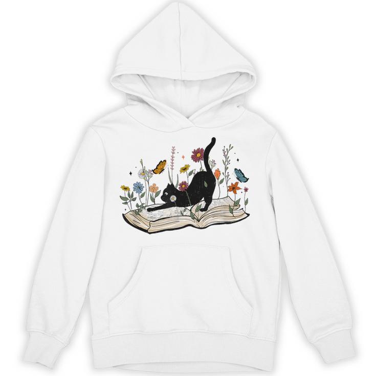 Cute Cat Flower Garden Book Kitty Reading Floral Men Women Girls Kids Unisex Hoodie