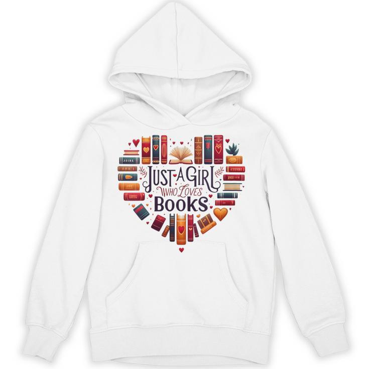 Cute Just A Girl Who Loves Books Heart Shape Reader Unisex Hoodie