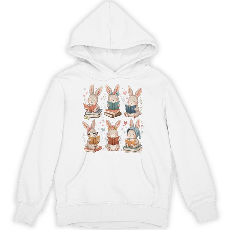 Cute Teacher Bunny Rabbit Reading Easter Bunnies Book Lovers Unisex Hoodie