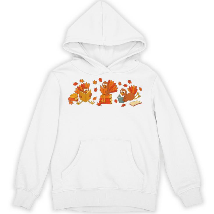 Cute Turkey Reading Book Librarian Bookworm Thanksgiving Men Unisex Hoodie