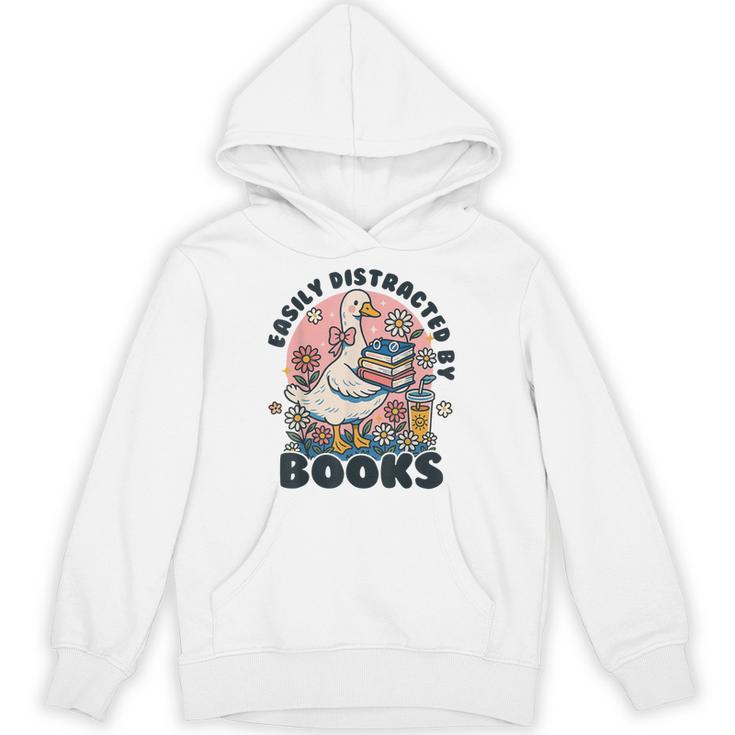 Easily Distracted By Books Read Goose Lover Bookworm Reading Unisex Hoodie