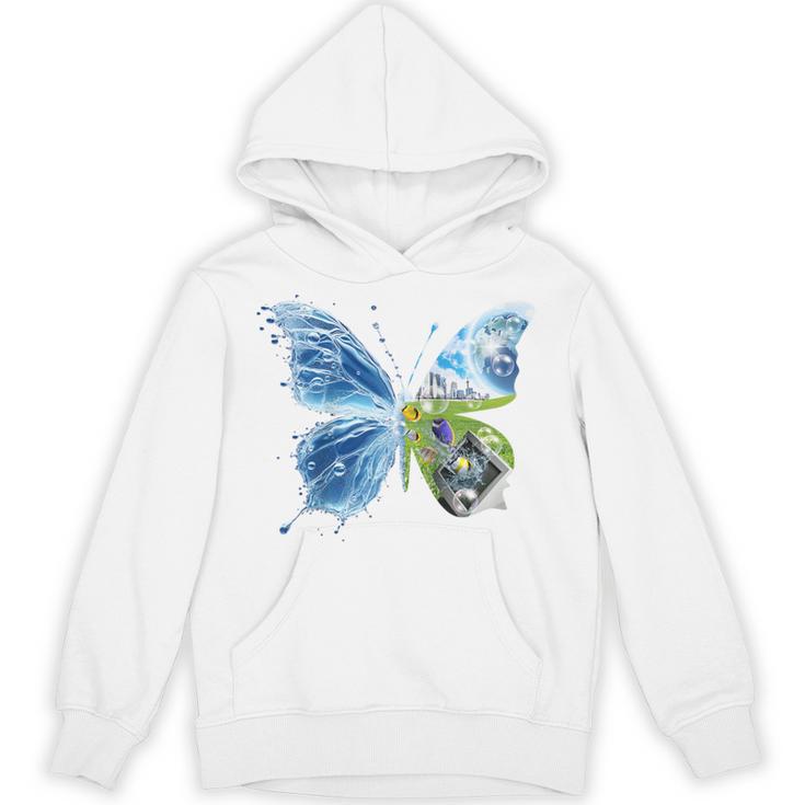 Frutiger Aero Aesthetic Butterfly Computer Fishes Scenery Raglan Baseball Tee Unisex Hoodie