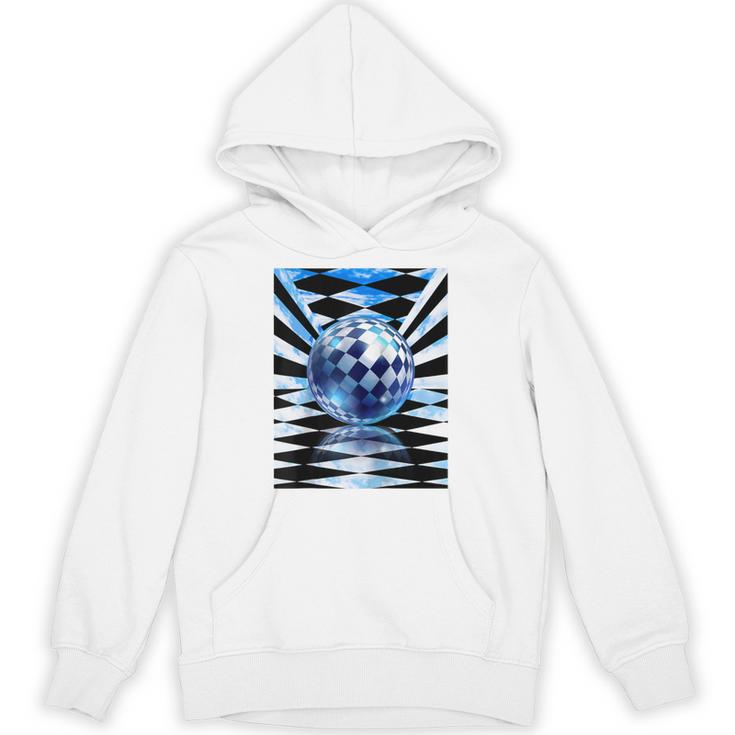Frutiger Aero Aesthetic Tech Checkered Room Orb Sky Raglan Baseball Tee Unisex Hoodie
