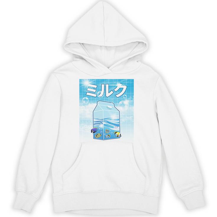 Frutiger Aero Aesthetic Tech Kawaii Milk Underwater Fishes Unisex Hoodie