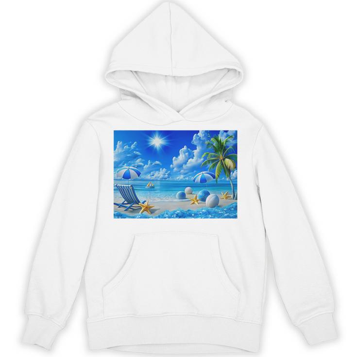 Frutiger Aero Beach Y2k Aesthetic Palm Tree Sand Ocean Premium Unisex Hoodie