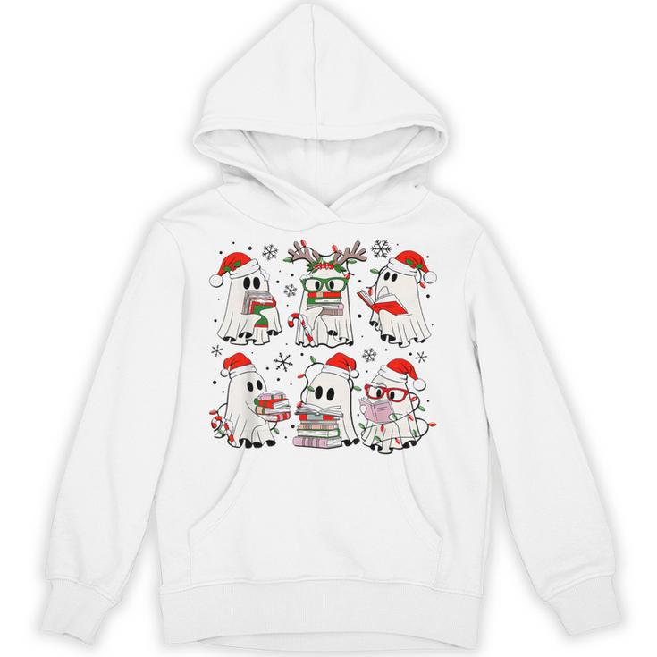 Ghost Book Reading Christmas Books Lover Teacher Kids Unisex Hoodie