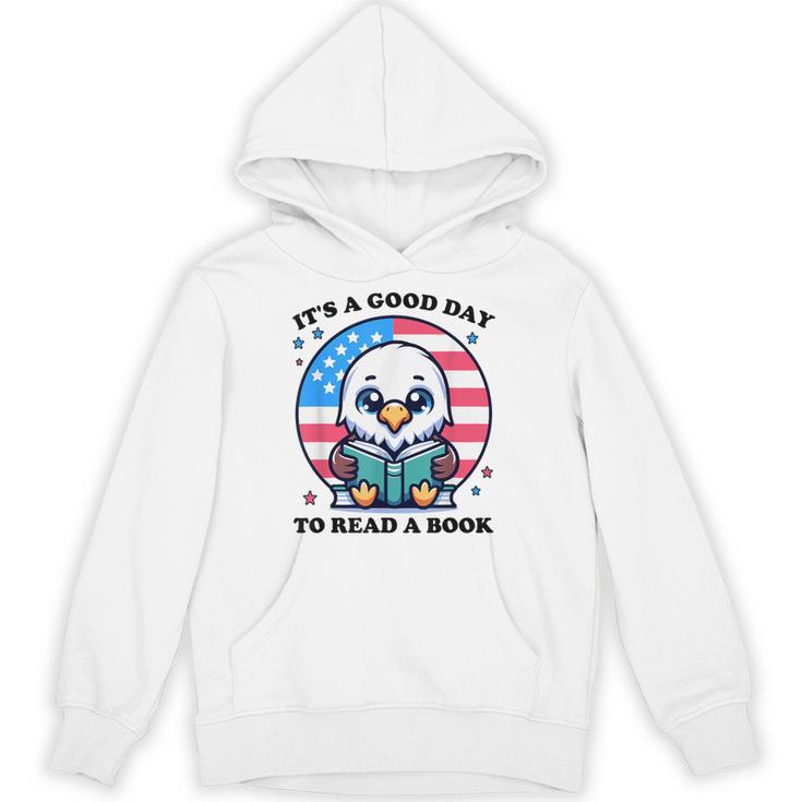 A Good Day To Read a Book Reading Eagle With American Flag Unisex Hoodie