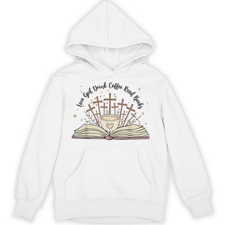Groovy Flowers Love God Drink Coffee Read Books Christian Unisex Hoodie