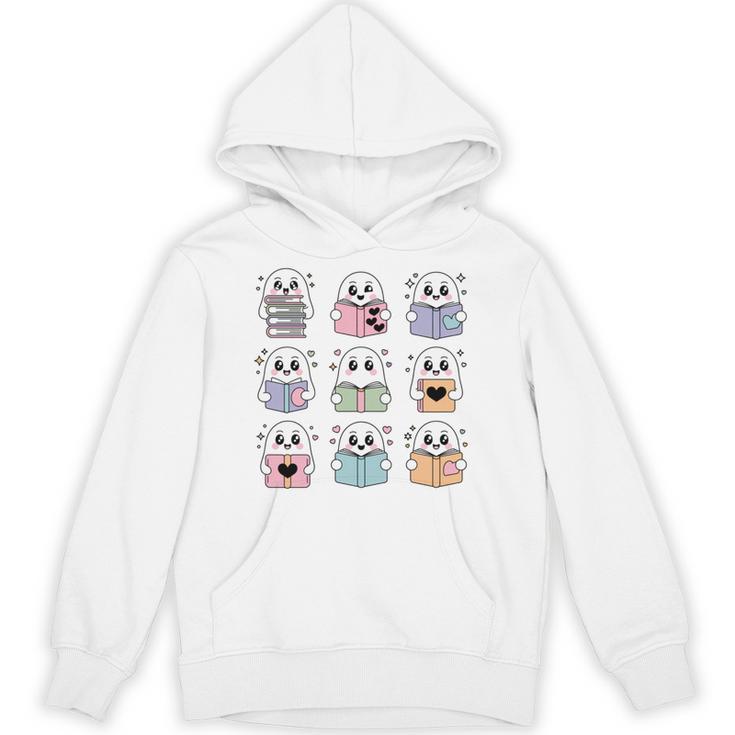 Halloween Ghosts Reading Books Pattern Spooky Kawaii Anime Unisex Hoodie