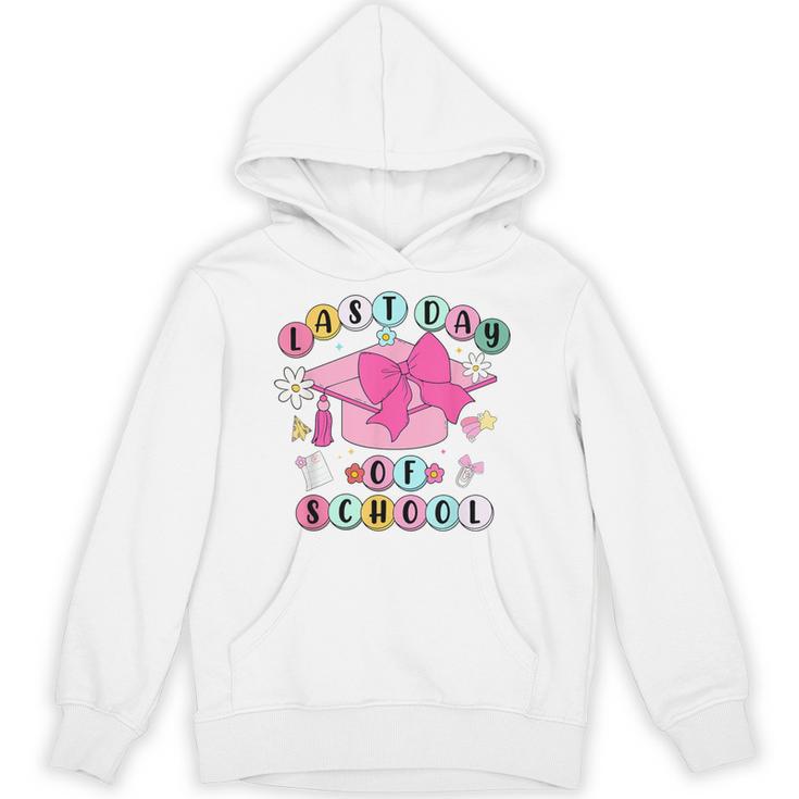 Happy Last Day Of School Coquette Bow Graduation Girls Kids Unisex Hoodie