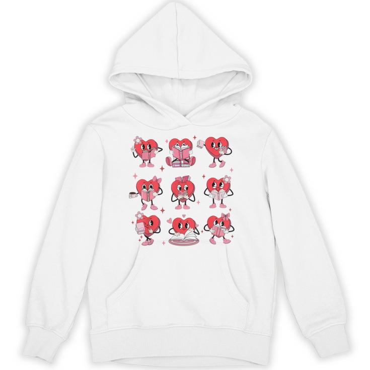 Heart Holding Reading Books Valentine Teacher Book Lover Unisex Hoodie