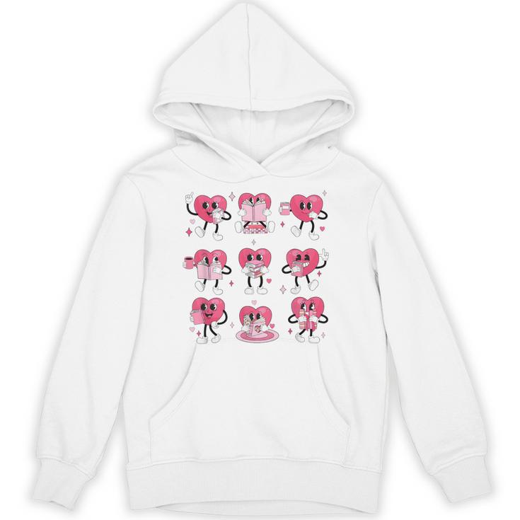 Heart Reading Books Valentine Teacher Boy Girl Book Lover Unisex Hoodie