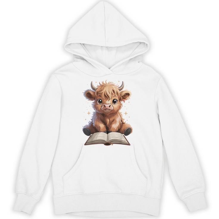 Highland Cow Reading Book Bookworm Unisex Hoodie