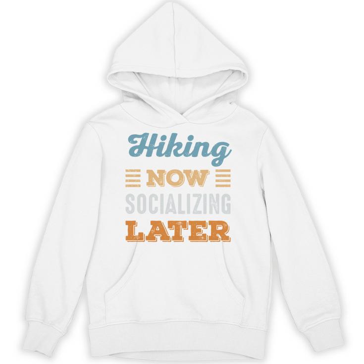 Hiking Now Minimal Socializing Introvert Vintage Unisex Hoodie