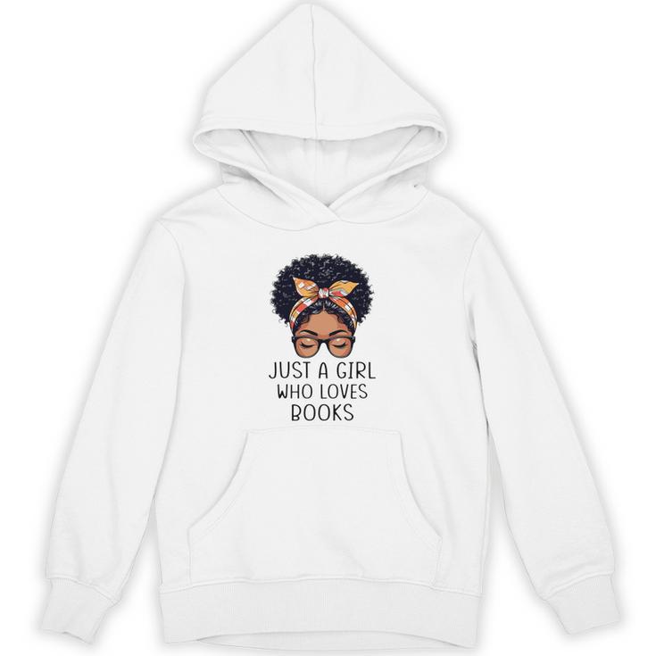 Just a Girl Who Loves Books Messy Bun Black Women Reading Unisex Hoodie