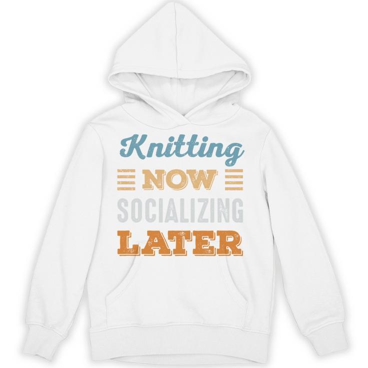 Knitting Now Minimal Socializing Introvert Vintage Unisex Hoodie