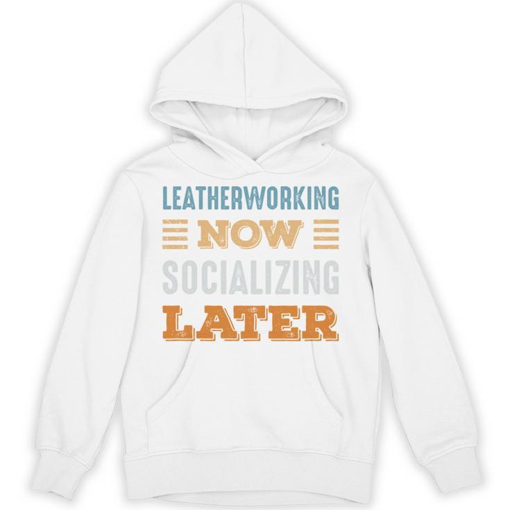 Leatherworking Now Minimal Socializing Introvert Vintage Unisex Hoodie