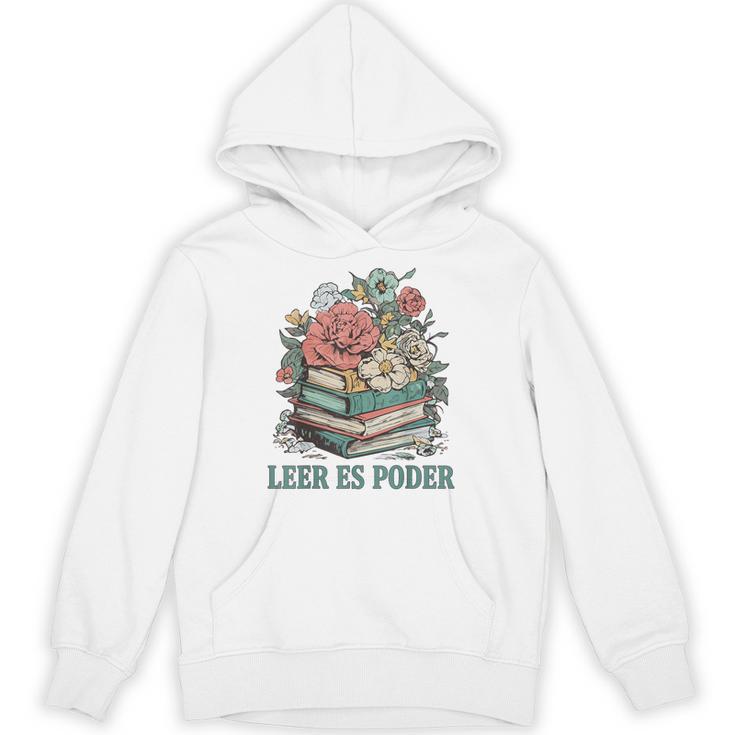 Leer ES Poder Cute Floral Spanish Teacher Book Reading Unisex Hoodie
