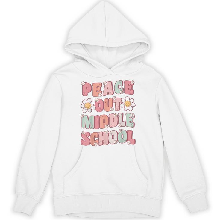 Peace Out Middle School Graduation Groovy Last Day Of School Unisex Hoodie