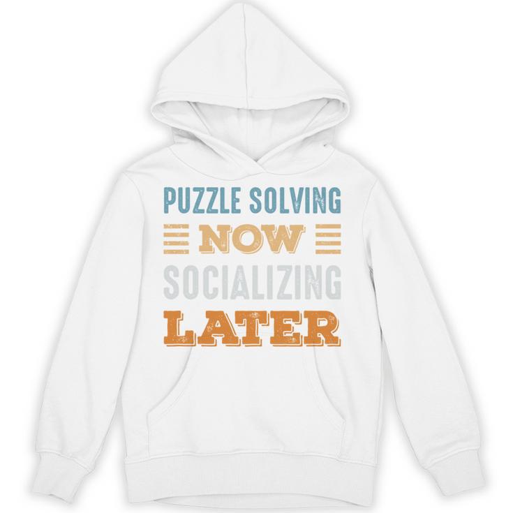 Puzzle Solving Now Minimal Socializing Introvert Vintage Unisex Hoodie